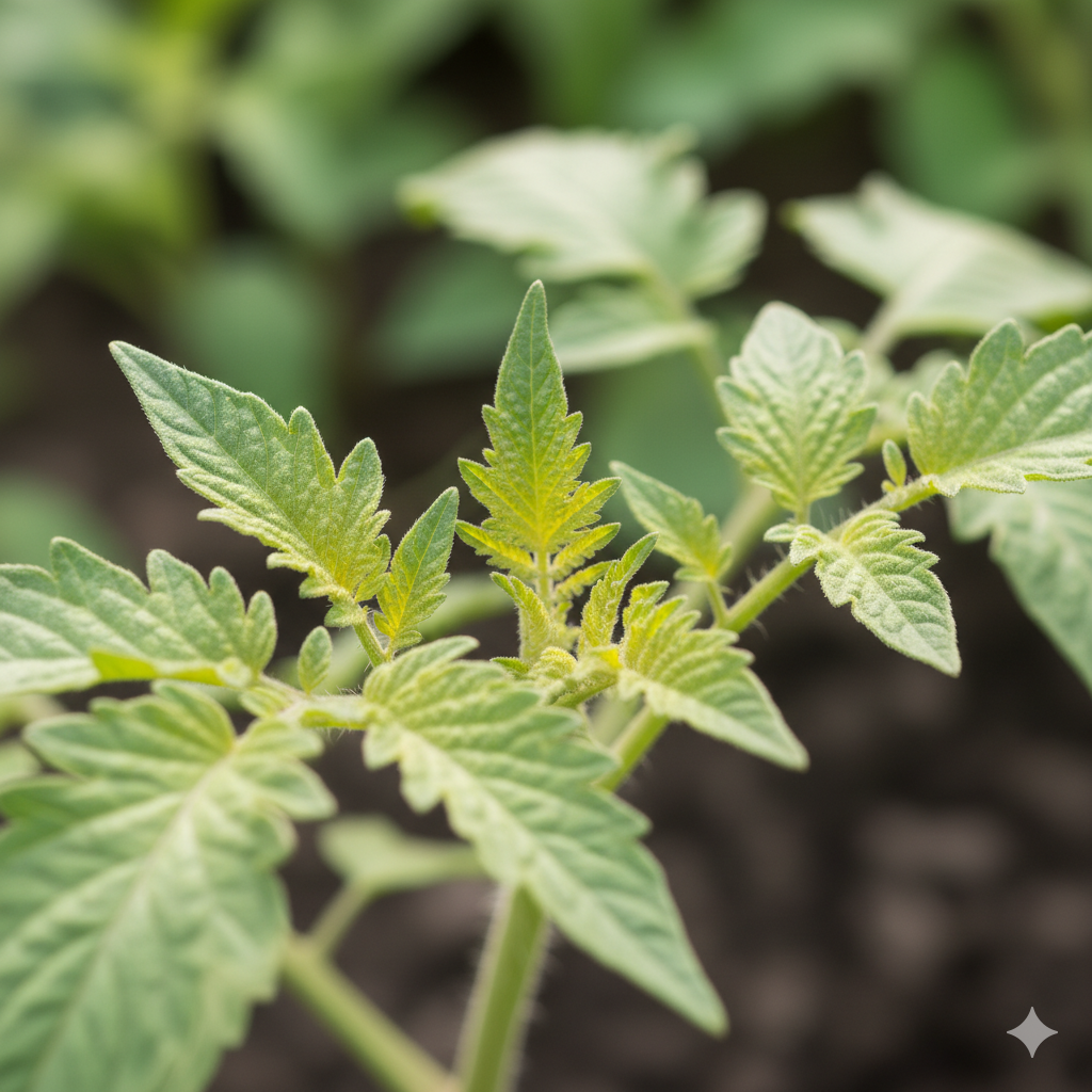 Early Stage TYLCV Symptoms on Young Leaves