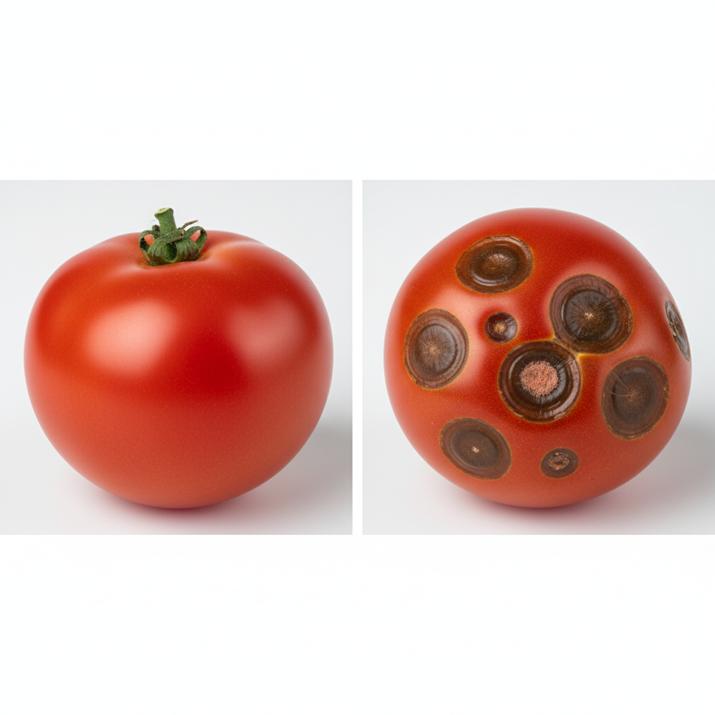 Healthy vs Diseased Tomato Comparison