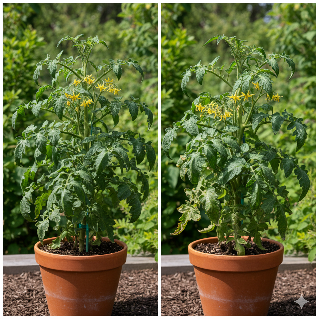Healthy vs. Diseased Tomato Plants Comparison