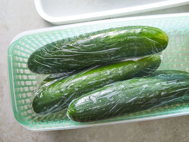 Cucumber Storage in Refrigerator with Plastic Wrap cucumber storage Refrigerator Storage with Plastic Wrapping